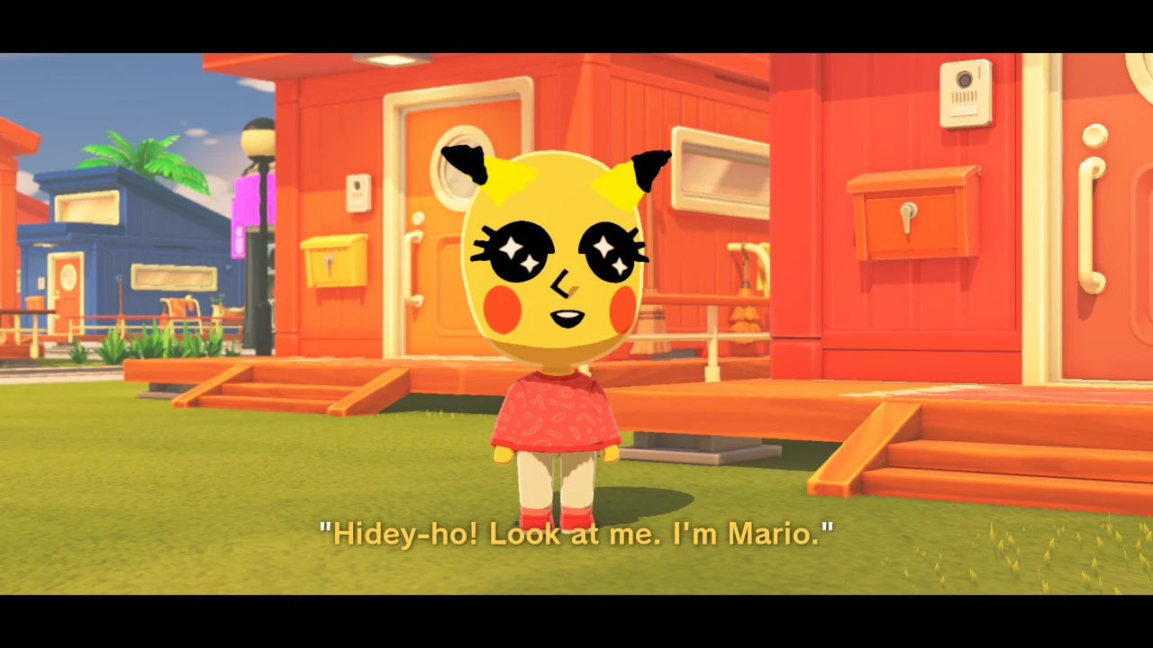 Tomodachi Life: Living the Dream screenshot showing a badly created Pikachu Mii saying "Hidey-ho! Look at me. I