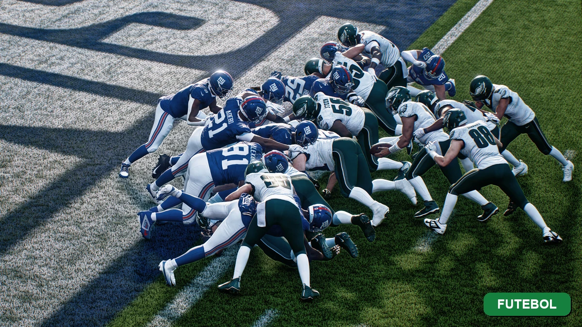 Imagem final com badge da categoria Futebol sobre o lançamento de EA Sports Madden NFL 27 em 13 de agosto de 2026 para PlayStation 5, Xbox Series, PC e Nintendo Switch 2