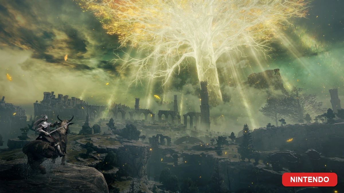 Imagem final com badge da categoria Nintendo sobre o lançamento de Elden Ring Tarnished Edition para o Switch 2 em agosto de 2026