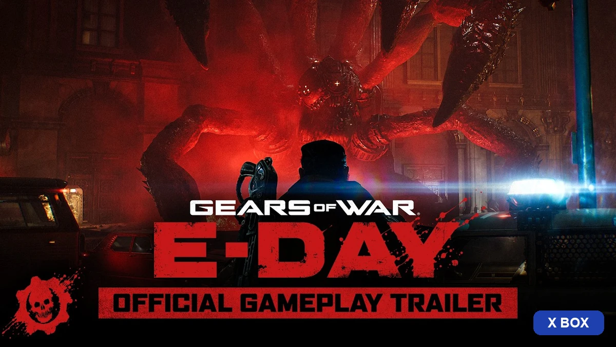 Imagem final com badge da categoria X Box sobre o beta aberto de Gears of War: E-Day para Xbox Series e PC em agosto de 2026