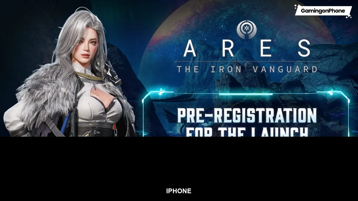 Banner da categoria Iphone sobre key art de ARES: The Iron Vanguard, RPG da Com2uS Holdings